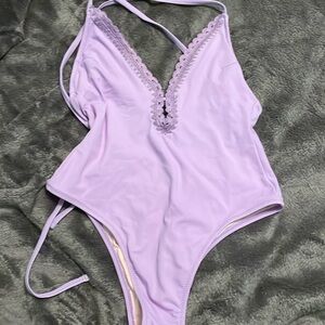 Light purple and pink one piece bathing suit